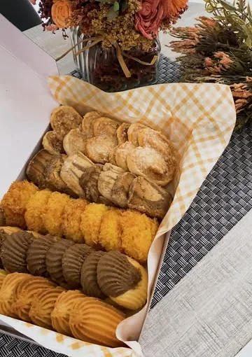 A box of mixed biscuits and cookies from Sabah Bakers